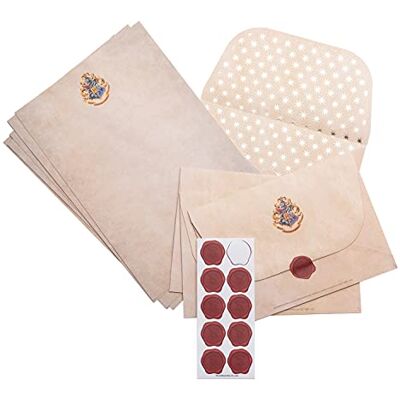 Grupo Erik Harry Potter Briefpapier Set mit Briefumschläge Hogwarts Logo 20 Blatt A5 Notizpapier, 10 Briefumschläge, Wachssiegel-Aufkleber Harry Potter Fanartikel Geschenke Merch Grupo Erik Harry Potter Briefpapier Set mit Briefumschläge Hogwarts Logo 20 Blatt A5 Notizpapier, 10 Briefumschläge, Wachssiegel-Aufkleber Harry Potter Fanartikel Geschenke Merch