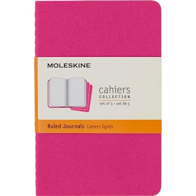 Moleskine Cahier Journal, Set mit 3 Notizbüchern mit Linierten Seiten, Kartonumschlag mit Sichtbarer Baumwollnaht, Farbe Kinetic Pink, Pocket-Format 9 x 14 cm, 64 Seiten Moleskine Cahier Journal, Set mit 3 Notizbüchern mit Linierten Seiten, Kartonumschlag mit Sichtbarer Baumwollnaht, Farbe Kinetic Pink, Pocket-Format 9 x 14 cm, 64 Seiten