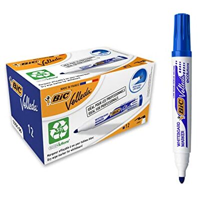 BIC 1701 Whiteboard Marker Velleda ECOlutions (Rundspitze, Strichstärke 1,4 mm) Schachtel à 12 Stück, blau BIC 1701 Whiteboard Marker Velleda ECOlutions (Rundspitze, Strichstärke 1,4 mm) Schachtel à 12 Stück, blau