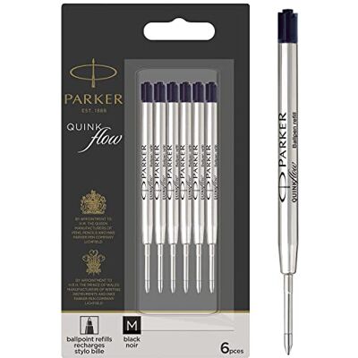 Parker Kugelschreiberminen mittlere Spitze schwarze QUINKflow Tinte 6 Ersatzminen für Kugelschreiber Parker Kugelschreiberminen mittlere Spitze schwarze QUINKflow Tinte 6 Ersatzminen für Kugelschreiber