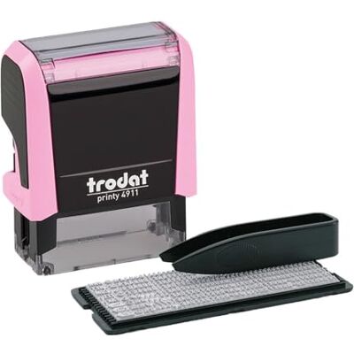 Trodat Printy 4911 Typomatic, Textstempel zum Selbersetzen pastellrosa Abdruck 37x13 mm, Abdruck schwarz, selbstfärbend, dokumentenecht, inkl. 1 Zeichenset in 3 mm Schrifthöhe und Pinzette Trodat Printy 4911 Typomatic, Textstempel zum Selbersetzen pastellrosa Abdruck 37x13 mm, Abdruck schwarz, selbstfärbend, dokumentenecht, inkl. 1 Zeichenset in 3 mm Schrifthöhe und Pinzette
