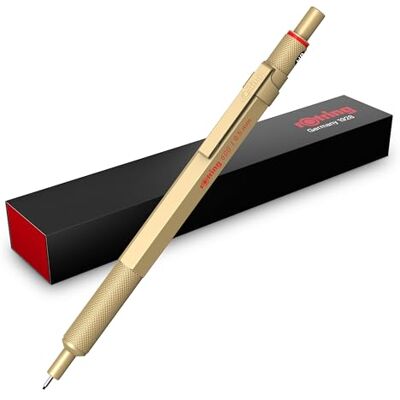 rOtring 600 Druckbleistift HB-Mine0,5 mm Drehminenstift mit Vollmetallschaft Gold Rutschfestegerändelte Griffzone und Sechskantschaft rOtring 600 Druckbleistift HB-Mine0,5 mm Drehminenstift mit Vollmetallschaft Gold Rutschfestegerändelte Griffzone und Sechskantschaft