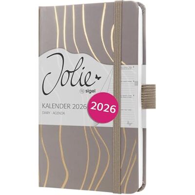 Sigel J6350 Wochenkalender 2026 ca. A6, braun, Hardcover, Gummiband, Stiftschlaufe, Einstecktasche, 174 Seiten, vegan, Buchkalender, Terminplaner Taschenkalender Jolie Sigel J6350 Wochenkalender 2026 ca. A6, braun, Hardcover, Gummiband, Stiftschlaufe, Einstecktasche, 174 Seiten, vegan, Buchkalender, Terminplaner Taschenkalender Jolie
