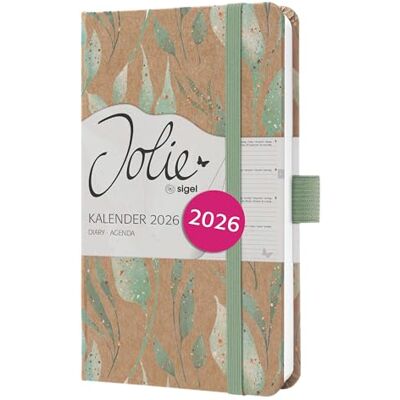Sigel J6802 Wochenkalender 2026 A6, mintgrün, gold, Hardcover aus Kraftpapier, Gummiband, Stiftschlaufe, 174 Seiten, vegan, Buchkalender, Terminplaner Taschenkalender Jolie Sigel J6802 Wochenkalender 2026 A6, mintgrün, gold, Hardcover aus Kraftpapier, Gummiband, Stiftschlaufe, 174 Seiten, vegan, Buchkalender, Terminplaner Taschenkalender Jolie