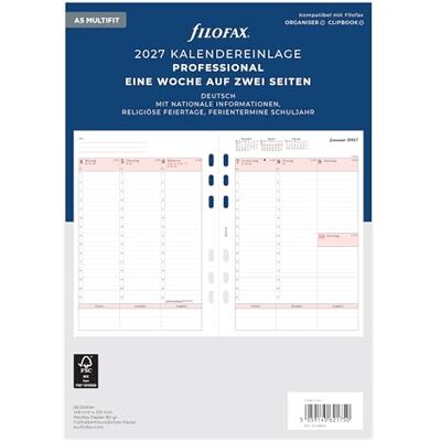 Filofax Kalendereinlage A5 Professional 1 Woche auf 2 Seiten deutsch 2027 Filofax Kalendereinlage A5 Professional 1 Woche auf 2 Seiten deutsch 2027
