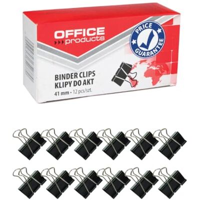 OFFICER PRODUCTS Office Products Foldback-Klammern 41 mm / 12 Stück/aus Metall/Schwarz/Silber/Unempfindlich Gegen Verformung/Büroklammern Papierklammern OFFICER PRODUCTS Office Products Foldback-Klammern 41 mm / 12 Stück/aus Metall/Schwarz/Silber/Unempfindlich Gegen Verformung/Büroklammern Papierklammern