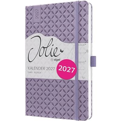 Sigel Jolie Wochenkalender 2027 A5 lavendel Hardcover Terminplaner 7J139, Mit Gummiband, Stiftschlaufe, Einstecktasche, 174 Seiten, vegan, Buchkalender, Taschenkalender Sigel Jolie Wochenkalender 2027 A5 lavendel Hardcover Terminplaner 7J139, Mit Gummiband, Stiftschlaufe, Einstecktasche, 174 Seiten, vegan, Buchkalender, Taschenkalender