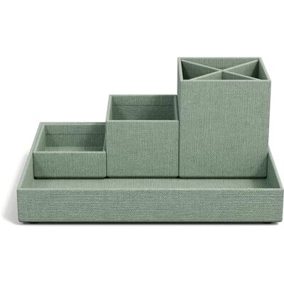 BIGSO BOX OF SWEDEN LENA Schreibtisch Organizer für Stifte, Büroklammern, Haftnotizen usw. – Sortierkasten mit 4 Fächern – Ordnungssystem aus Faserplatte und Papier in Leinenoptik – mintgrün BIGSO BOX OF SWEDEN LENA Schreibtisch Organizer für Stifte, Büroklammern, Haftnotizen usw. – Sortierkasten mit 4 Fächern – Ordnungssystem aus Faserplatte und Papier in Leinenoptik – mintgrün