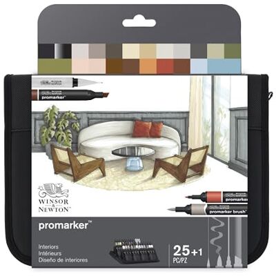 Winsor & Newton 0290202 Promarker Mixed Wallets Interior Set – 25-teiliges Wallet mit 16 Promarker Layoutmarker, 6 Brushpens, 3 schwarze Fineliner – Marker Set für Lettering, Illustration & Schule Winsor & Newton 0290202 Promarker Mixed Wallets Interior Set – 25-teiliges Wallet mit 16 Promarker Layoutmarker, 6 Brushpens, 3 schwarze Fineliner – Marker Set für Lettering, Illustration & Schule