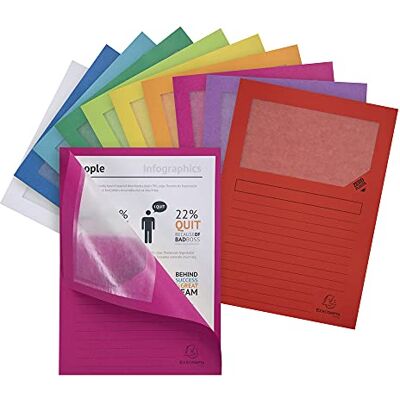 Exacompta 50200E 10er Pack Fenstermappen Super PEFC zertifiziert Karton 120g/m3 praktisch und robust für DIN A4 farbig sortiert Exacompta 50200E 10er Pack Fenstermappen Super PEFC zertifiziert Karton 120g/m3 praktisch und robust für DIN A4 farbig sortiert