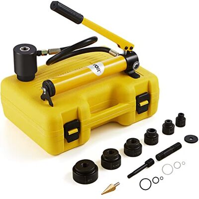 VEVOR Hydraulisches Lochstanzer-Set Knockout-Lochtreiber-Kit 10t, Handpumpe Stahl Lochwerkzeug mit 6 Stanzformen Stanzen 12,7, 19,05, 25,4, 31,75, 38,1, 50,8mm, Zylinder Lochstanze Hydraulikpumpe VEVOR Hydraulisches Lochstanzer-Set Knockout-Lochtreiber-Kit 10t, Handpumpe Stahl Lochwerkzeug mit 6 Stanzformen Stanzen 12,7, 19,05, 25,4, 31,75, 38,1, 50,8mm, Zylinder Lochstanze Hydraulikpumpe