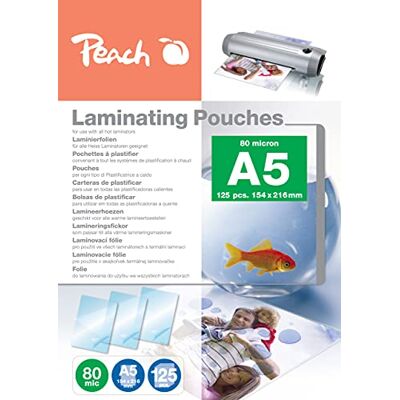 Peach Laminierfolien A5-80 mic 125 pouches glänzend Premiumqualität für beste Laminierergebnisse kompatibel mit Geräten aller Markenhersteller PP580-03P Peach Laminierfolien A5-80 mic 125 pouches glänzend Premiumqualität für beste Laminierergebnisse kompatibel mit Geräten aller Markenhersteller PP580-03P