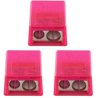 KUM AZ1032016-R Anspitzer mit Behälter 2in1 M2, 3 Stück, pink, Doppelspitzer mit Dose KUM AZ1032016-R Anspitzer mit Behälter 2in1 M2, 3 Stück, pink, Doppelspitzer mit Dose