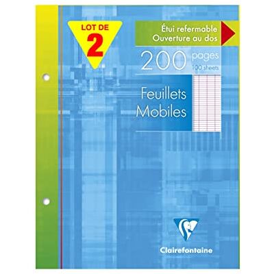 Clairefontaine 11351AMZC Set mit 2 Ringbucheinlagen, 100 Blatt, französische Lineatur, 17 x 22cm, 90g, 1 Set, Weiß Clairefontaine 11351AMZC Set mit 2 Ringbucheinlagen, 100 Blatt, französische Lineatur, 17 x 22cm, 90g, 1 Set, Weiß
