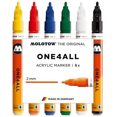 MOLOTOW One4All Acrylstifte - 6er Set, Farbsortiert MOLOTOW One4All Acrylstifte - 6er Set, Farbsortiert