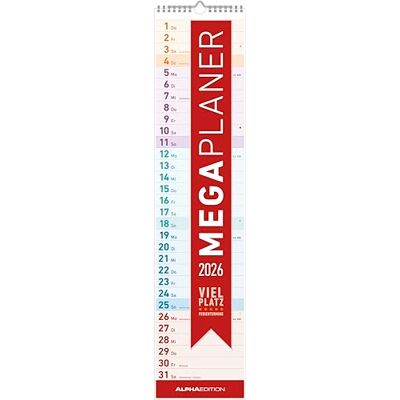 Alpha Megaplaner 2026 – Streifenkalender 14,5×64 cm mit viel Platz für Notizen & Ferienterminen, übersichtlicher Wandplaner & Küchenkalender für Haushalt, Büro & Organisation Alpha Megaplaner 2026 – Streifenkalender 14,5×64 cm mit viel Platz für Notizen & Ferienterminen, übersichtlicher Wandplaner & Küchenkalender für Haushalt, Büro & Organisation