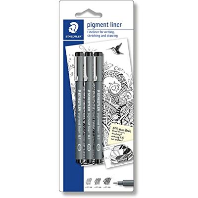 Staedtler Pigment Liner 308 Fineliner – Schwarz, 3er Set Dokumentenecht, wasserfest – zum Zeichnen, Skizzieren & Schreiben – Art.-Nr. 308S-9BK3D Staedtler Pigment Liner 308 Fineliner – Schwarz, 3er Set Dokumentenecht, wasserfest – zum Zeichnen, Skizzieren & Schreiben – Art.-Nr. 308S-9BK3D