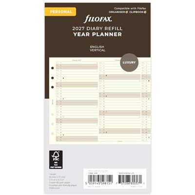Filofax Persönlicher vertikaler Jahresplaner 2027, cremefarben Filofax Persönlicher vertikaler Jahresplaner 2027, cremefarben