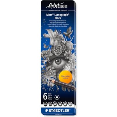 Staedtler Künstlerbleistift Mars Lumograph black, Sechskantform, hochwertige Premium-Bleistifte mit spezieller Minenrezeptur, 6 ST in Metalletui, 100B G6, Schwarz Staedtler Künstlerbleistift Mars Lumograph black, Sechskantform, hochwertige Premium-Bleistifte mit spezieller Minenrezeptur, 6 ST in Metalletui, 100B G6, Schwarz