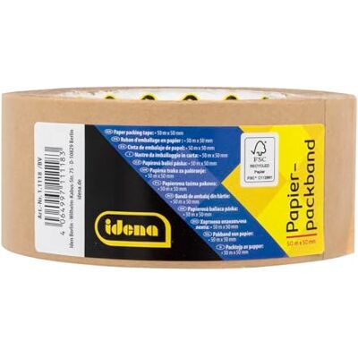 Idena Papierpackband Braun, 5 cm x 50 m, 1 Rolle Extra starkes Klebeband aus Papier, als Paketband zum Verpacken & Verschließen, 11118 Idena Papierpackband Braun, 5 cm x 50 m, 1 Rolle Extra starkes Klebeband aus Papier, als Paketband zum Verpacken & Verschließen, 11118