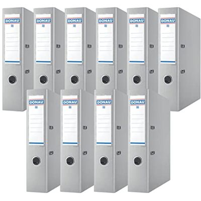 DONAU Premium Ordner Breit 10er Pack/DIN A4 / 7,5 cm / 10 Stück/Grau/Kunststoffbezug PP/Carton Papier Schlitzordner Büroordner Aktenordner Ringordner/Grünen Punkt DONAU Premium Ordner Breit 10er Pack/DIN A4 / 7,5 cm / 10 Stück/Grau/Kunststoffbezug PP/Carton Papier Schlitzordner Büroordner Aktenordner Ringordner/Grünen Punkt