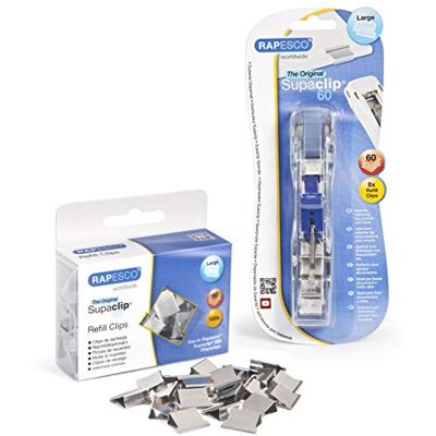 Rapesco 1300A Supaclip 60, Spender, 100 Stück Edelstahl-Nachfüllklammern Rapesco 1300A Supaclip 60, Spender, 100 Stück Edelstahl-Nachfüllklammern