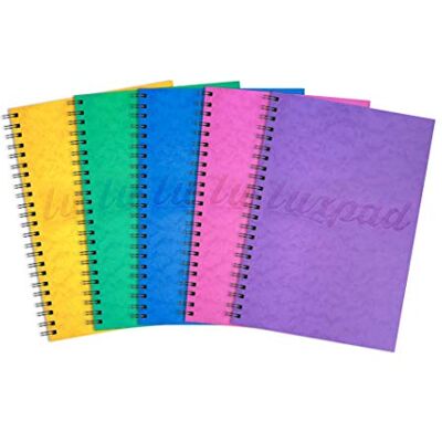 Silvine Luxpad Notizbuch, 120 Seiten, A5, FSC, Spiralbindung, strapazierfähig, Farbe Sortiert (1er Pack) Silvine Luxpad Notizbuch, 120 Seiten, A5, FSC, Spiralbindung, strapazierfähig, Farbe Sortiert (1er Pack)
