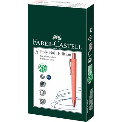 Faber-Castell 241125 Poly Ball Urban Kugelschreiber, 5 Stück, Koralle Faber-Castell 241125 Poly Ball Urban Kugelschreiber, 5 Stück, Koralle