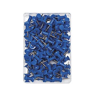 WEDO 54203 Pinnadeln Diabolo-Form, Länge 2,3 cm, Kopfdurchmesser 9 mm, Nadellänge 1,1 cm, 100 Stück in Klarsichtdose, blau WEDO 54203 Pinnadeln Diabolo-Form, Länge 2,3 cm, Kopfdurchmesser 9 mm, Nadellänge 1,1 cm, 100 Stück in Klarsichtdose, blau