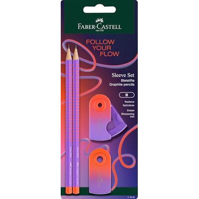 Faber-Castell Schreibset Flow Edition Punchy Melon 4-teilig Mit 2 Bleistiften, Radiergummi und Anspitzer für Kinder und Erwachsene Faber-Castell Schreibset Flow Edition Punchy Melon 4-teilig Mit 2 Bleistiften, Radiergummi und Anspitzer für Kinder und Erwachsene