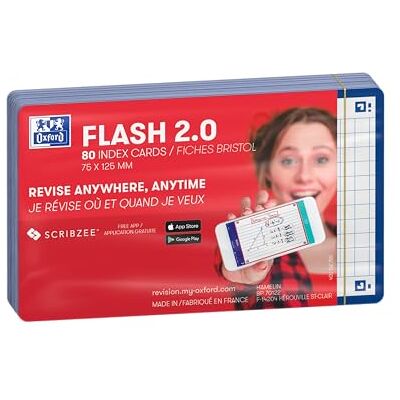 Oxford FLASH 2.0 Karteikarten A7, Lernkarten, 75x125mm, kariert, marine-blau, 80 Stück Oxford FLASH 2.0 Karteikarten A7, Lernkarten, 75x125mm, kariert, marine-blau, 80 Stück