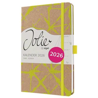Sigel J6801 Wochenkalender 2026 A5 neon-gelb, Hardcover aus Kraftpapier, Gummiband, Stiftschlaufe, 174 Seiten, vegan, Buchkalender, Terminplaner Taschenkalender Jolie Sigel J6801 Wochenkalender 2026 A5 neon-gelb, Hardcover aus Kraftpapier, Gummiband, Stiftschlaufe, 174 Seiten, vegan, Buchkalender, Terminplaner Taschenkalender Jolie