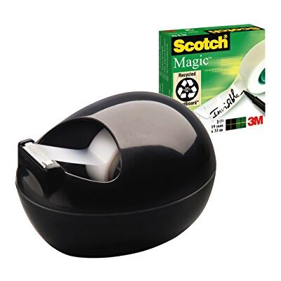 Scotch Karim Rashid Abroller, Schwarz + Magic Tape, 1 Rolle, 19 mm x 7,5 m Nachfüllbarer Abroller mit Mattem Universalklebeband; zum Reparieren, Beschriften und Verschließen Scotch Karim Rashid Abroller, Schwarz + Magic Tape, 1 Rolle, 19 mm x 7,5 m Nachfüllbarer Abroller mit Mattem Universalklebeband; zum Reparieren, Beschriften und Verschließen