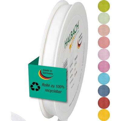 Halbach mattes Taftband, 10 mm x 25 m, weiß Geschenkband in Baumwolloptik, Made in Germany, Ökt-Tex 100 zertifiziert und waschbar bei 30 Grad Halbach mattes Taftband, 10 mm x 25 m, weiß Geschenkband in Baumwolloptik, Made in Germany, Ökt-Tex 100 zertifiziert und waschbar bei 30 Grad