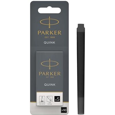 Parker Tintenpatronen für Füller lange Patronen schwarze QUINK Tinte 10 Stück (Blister-Packung) Parker Tintenpatronen für Füller lange Patronen schwarze QUINK Tinte 10 Stück (Blister-Packung)