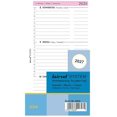 BIND Kalender 2027 DIN A6 Kalendereinlage Terminkalender Tageskalender 1Woche / 2 Seiten B260227 BIND Kalender 2027 DIN A6 Kalendereinlage Terminkalender Tageskalender 1Woche / 2 Seiten B260227