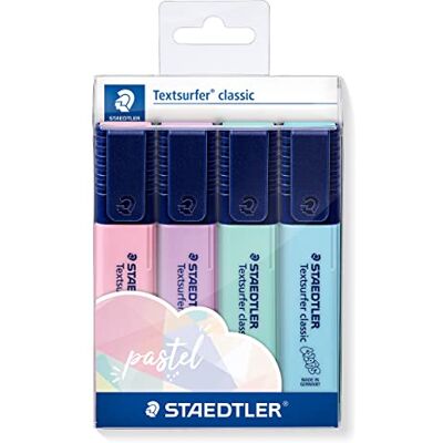 Staedtler Textsurfer Classic 364 Textmarker – 4er, Vintage-Farben Großer Tintenspeicher, Keilspitze 1–5 mm – wasserfest, nachfüllbar – Art.-Nr. 364 CWP4PA Staedtler Textsurfer Classic 364 Textmarker – 4er, Vintage-Farben Großer Tintenspeicher, Keilspitze 1–5 mm – wasserfest, nachfüllbar – Art.-Nr. 364 CWP4PA