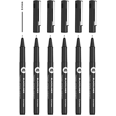 Molotow Blackliner 0,4 mm (Fineliner mit permanenter, dokumentenechter Tinte) 6 Stück schwarz Molotow Blackliner 0,4 mm (Fineliner mit permanenter, dokumentenechter Tinte) 6 Stück schwarz