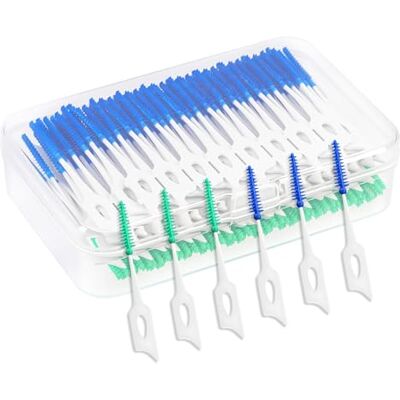 Carehabi 200 Stück interdentalbürsten, weiche Silikon zahnzwischenraumbürsten mit Box, tragbare Silikon-dentalbürsten mit doppeltem Verwendungszweck für sanfte Zahnreinigung, ideal für Zahnspangen(blau, grün) Carehabi 200 Stück interdentalbürsten, weiche Silikon zahnzwischenraumbürsten mit Box, tragbare Silikon-dentalbürsten mit doppeltem Verwendungszweck für sanfte Zahnreinigung, ideal für Zahnspangen(blau, grün)