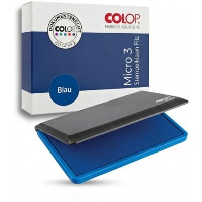 COLOP Stempelkissen Micro 3 I Blau I 160 x 90 mm mit Filzeinlage für saubere Farbabgabe I dokumentenechte Tinte nach ISO 14145-2 I robustes Stempelkissen I ideal für Bürobedarf COLOP Stempelkissen Micro 3 I Blau I 160 x 90 mm mit Filzeinlage für saubere Farbabgabe I dokumentenechte Tinte nach ISO 14145-2 I robustes Stempelkissen I ideal für Bürobedarf