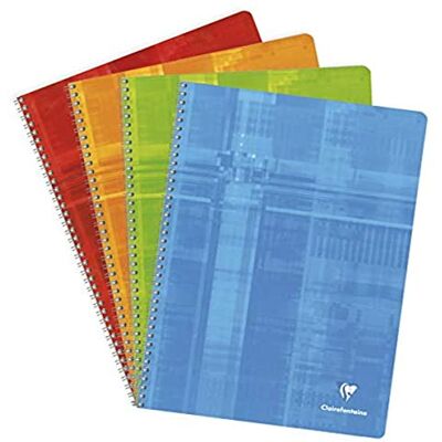 Clairefontaine 8342C Spiralbuch DIN A4+ 24x32 cm, 50 Blatt 90g, kariert 5/5, farbig sortiert, 1 Stück Clairefontaine 8342C Spiralbuch DIN A4+ 24x32 cm, 50 Blatt 90g, kariert 5/5, farbig sortiert, 1 Stück