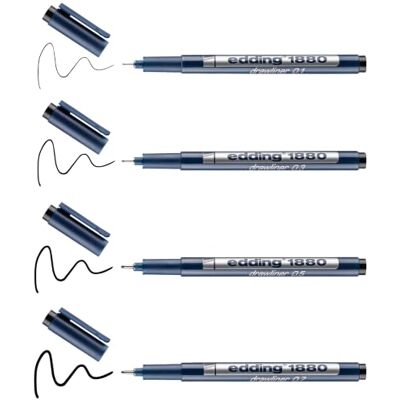 edding 1880 Präzisionsfeinschreiber schwarz 4er-Set Linienbreite 0,25-0,7 mm Fineliner zum präzisen Schreiben und Skizzieren feine, metallgefasste Spitze Lineal- und schablonengeeignet edding 1880 Präzisionsfeinschreiber schwarz 4er-Set Linienbreite 0,25-0,7 mm Fineliner zum präzisen Schreiben und Skizzieren feine, metallgefasste Spitze Lineal- und schablonengeeignet