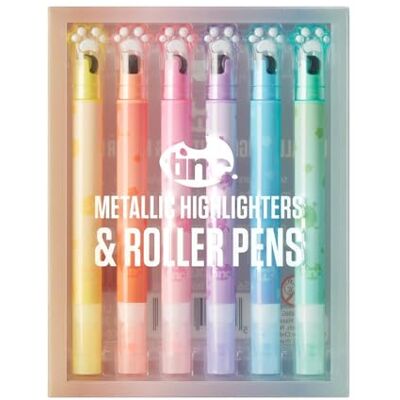 Tinc Rollerball-Stifte und Katzenpfoten-Marker Metallisch Set mit 6 Schimmernden Farben und Verschiedenen Mustern Kreatives Papeterie-Accessoire für Zeichnen und Schule Mehrfarbig Set von 6 Tinc Rollerball-Stifte und Katzenpfoten-Marker Metallisch Set mit 6 Schimmernden Farben und Verschiedenen Mustern Kreatives Papeterie-Accessoire für Zeichnen und Schule Mehrfarbig Set von 6