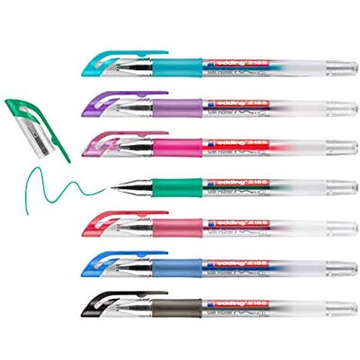 edding 2185 Gelroller schwarz, rot, blau, gün, violett, pink, hellblau 7er-Set 0,7 mm Gelstifte zum Schreiben, Malen, Mandala, Bulletjournal Gelschreiber, Gelmalstifte edding 2185 Gelroller schwarz, rot, blau, gün, violett, pink, hellblau 7er-Set 0,7 mm Gelstifte zum Schreiben, Malen, Mandala, Bulletjournal Gelschreiber, Gelmalstifte