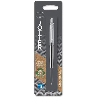 Parker Jotter Kugelschreiber Edelstahl mit Chromzierteilen Mittlere Spitze Blaue Tinte Parker Jotter Kugelschreiber Edelstahl mit Chromzierteilen Mittlere Spitze Blaue Tinte
