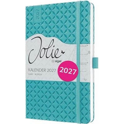 Sigel Jolie Wochenkalender 2027 A5 petrol Hardcover Terminplaner 7J103, Mit Gummiband, Stiftschlaufe, Einstecktasche, 174 Seiten, vegan, Buchkalender, Taschenkalender Sigel Jolie Wochenkalender 2027 A5 petrol Hardcover Terminplaner 7J103, Mit Gummiband, Stiftschlaufe, Einstecktasche, 174 Seiten, vegan, Buchkalender, Taschenkalender