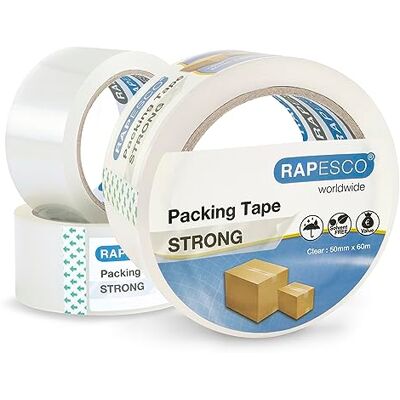 Rapesco 1751 Starkes Klebeband 50 mm x 60 m, Transparent, 3 Stück Rapesco 1751 Starkes Klebeband 50 mm x 60 m, Transparent, 3 Stück