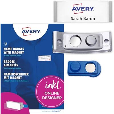 Avery polar30 Namensschilder 20 Stück (70x30mm, 20 Schilder mit Magnet, verdrehsicher, mit blanko Einsteckschildern zum Bedrucken, magnetische Namensschilder für Kleidung) edelstahl matt Avery polar30 Namensschilder 20 Stück (70x30mm, 20 Schilder mit Magnet, verdrehsicher, mit blanko Einsteckschildern zum Bedrucken, magnetische Namensschilder für Kleidung) edelstahl matt