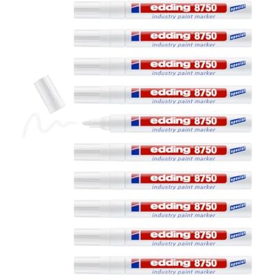 edding 8750 Industry Lackmarker weiß 10 Stifte Rundspitze 2-4 mm Lackmarker zum Schreiben auf staubigen, leicht öligen Oberflächen, Reifen, Metall, Glas und Holz permanent, wasserfest edding 8750 Industry Lackmarker weiß 10 Stifte Rundspitze 2-4 mm Lackmarker zum Schreiben auf staubigen, leicht öligen Oberflächen, Reifen, Metall, Glas und Holz permanent, wasserfest