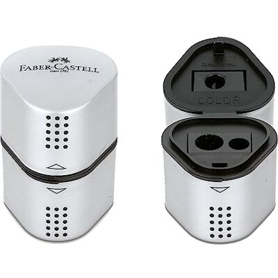 Faber-Castell Spitzer Grip 2001 3in1, 2 Stück Anspitzer mit Behälter für Blei-, Farb- und Jumbo-Stifte Faber-Castell Spitzer Grip 2001 3in1, 2 Stück Anspitzer mit Behälter für Blei-, Farb- und Jumbo-Stifte
